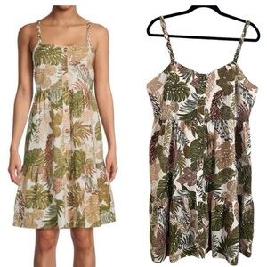 beachlunchlounge Tropical Leaf Print Midi Dress